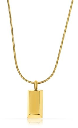 Made by Nami Goldene Halskette Damen mit Goldbarren Anhänger Edelstahl 40 + 5 cm Geschenke für Frauen Wasserfester Schmuck