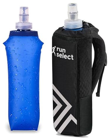 Gourde de running à main, avec poche pouvant contenir plusieurs accessoires (CB, Téléphone, Clés...) (Noir)