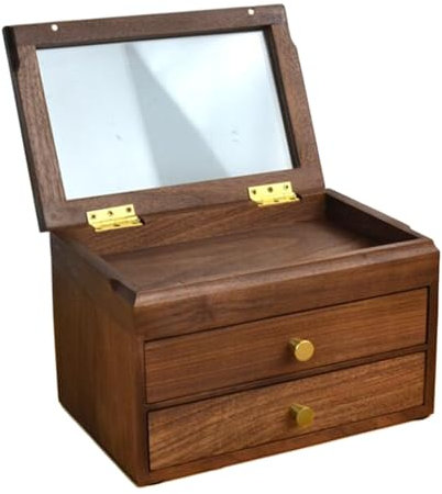 GLJTUO Wood Pen Display Case, Pen Storage Box, With 2 Layers Of Drawers - Can Hold 8 Pens, Top Ink Bottle Storage, Fountain Pen Collector Box, Gift For Father'S, Friend (D)