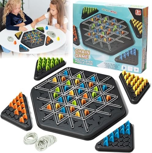 Spiel Gummibänder, Dreiecksschachbrett Strategie Brettspiel, Dreiecksschachbrettspiel, Gebietseroberung, Lehrreiche Denkaufgabe Und Puzzle, Dreiecksschach für Familienfeier Erwachsenen