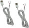 D&H Keller USB Kabel 2 Meter mit offenen Enden (2er Pack, Weiß) - Nylon-ummantelte zweipolige USB-Kabel für DIY-Projekte & als Ersatzkabel