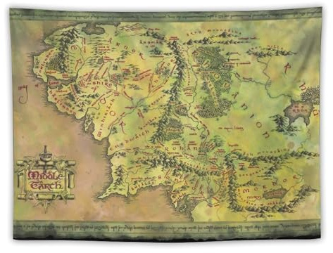 Poster Mittelerde-Karte vom Herr der Ringe (1) Gemälde, Wandteppich, Kunstdruck, Wandteppich, Raumbild, moderne Wohnkultur, 76,2 x 101,6 cm