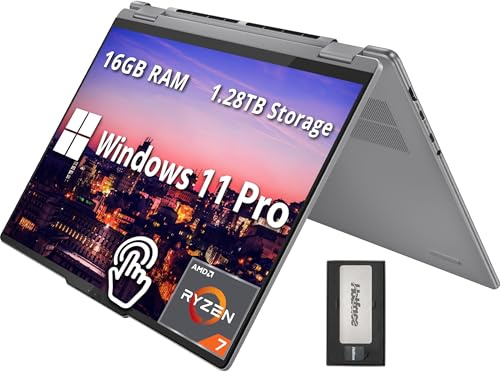 Lenovo Yoga 7 16 Inch WUXGA 2-in-1 Touch Screen Laptop, AMD Ryzen 7 8840HS, 16GB LPDDR5X, 1.28TB Storage (1TB SSD+288GB Docking Station Set), Backlit Keyboard, Fingerprint Reader