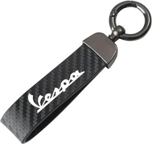 JXZQQBMD Schlüsselanhänger aus Leder für Piaggio Vespa Sprint Primavera 50 150 150S 946 GTS GTV LX 60 125 250 300, Hufeisenschnalle, Schwarz