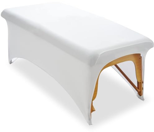 Highdi Bezug für Massageliege, Waschbare Beauty Bettbezug Elastisches Massagetische Bezug Weiches Atmungsaktiv Massagebett für Spa, Schönheits- und Gesichtssalon (6FT/183 * 76 * 74CM,Weiß)
