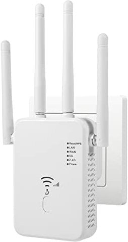 Aenxwa WLAN Verstärker 1200Mbps 5G 2.4G Ultraxtender Dualband WLAN Repeater mit LAN Verbindung, WPS, kompatibel mit 99% Standard WLAN Routern, deckt bis zu 9200 qm und 35