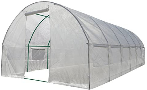 Großes robustes begehbares Folientunnel-Gewächshaus mit Stahlrahmen für Gartenpflanzen, 6 m langes Wintergewächshaus (200 x 200 x 200 cm)