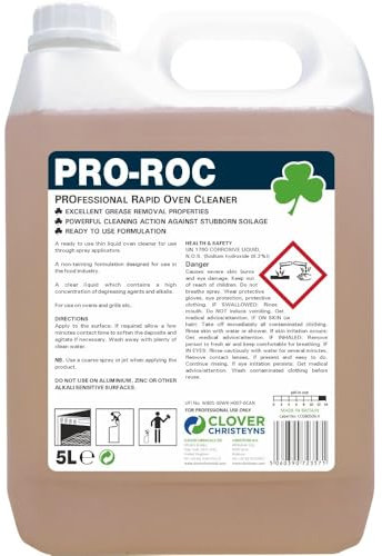 Pro-Roc Professional Rapid Oven Cleaner, Ready-to-Use Spray Formula, Heavy-Duty Grease Remover, Christeyns Clover (5 Ltr)