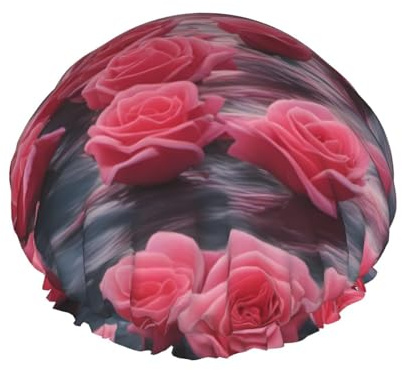 Rosen am Meer. Doppellagige Duschhaube für Damen, wiederverwendbar, großes Design, geeignet für alle Haarlängen, geeignet für Mädchen, Spa und den Einsatz im Heimsalon.