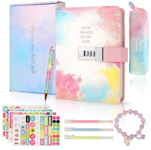 Yocdunm Diary with Lock for Girls – Gifts for Girls 7 8 9 10 11 12 13 Year Old,Girls Birthday Presents, Notebook Kit for Teen Girls Notebook Back to School Gifts