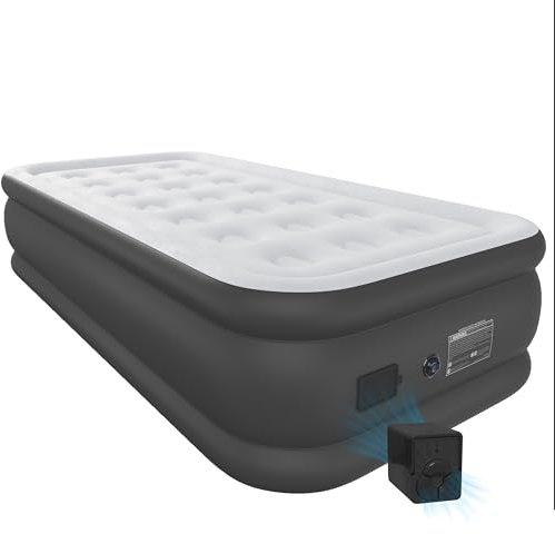 HikerSKY Luftbett Selbstaufblasend mit Akku-Pumpe, Luftbett 1 Person, Gästebett für Zuhause & Camping, Beflockte Oberfläche, (Grau, 192x99x45) 07-T18GG