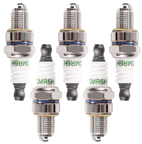 VooGenzek 5 Stücke CMR6H Zündkerze, Zündkerzen CM5H / CMR5H / CMR6H / CMR7H Ersatz, Rasenmäher Zündkerzen Ersatzteil, Kompatibel mit Stihl FS90, FS100, FS110, FS90R, FS100R, FS110R, Trimmer