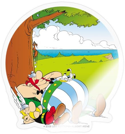 Spreadshirt Asterix & Obelix Machen Siesta Mit Idefix Sticker Aufkleber, 10 x 10 cm, Transparent glänzend