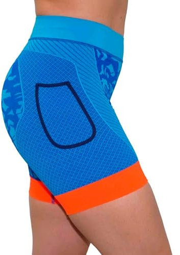 HANKER Kurze Kompressions-Leggings für Damen, für Sport, nahtloses Gewebe und Röhrenbund, ideal für Laufen, Trail und Fitness, türkis, M