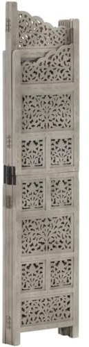 Raumteiler Trennwand Trennwand Raumteiler Sichtschutz Terrasse Trennwand Wohnzimmer - 4-TLG. Raumteiler Handgeschnitzt Grau 160×165 cm Mangoholz für Camping Küche Schlafzimmer Lernbüro