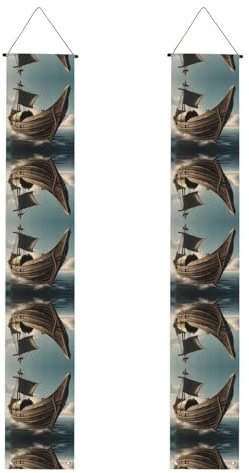 Old Viking Boat Print Graduation Veranda Banner - Partydekorationen, perfekt zum Aufhängen von Kulissen, Tür und Wanddekoration