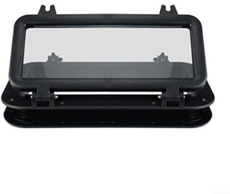 Finestra per camper in acrilico 40 x 20 cm, lucernario rettangolare con telaio in alluminio per camper, finestra di ventilazione con aste di supporto scorrevoli