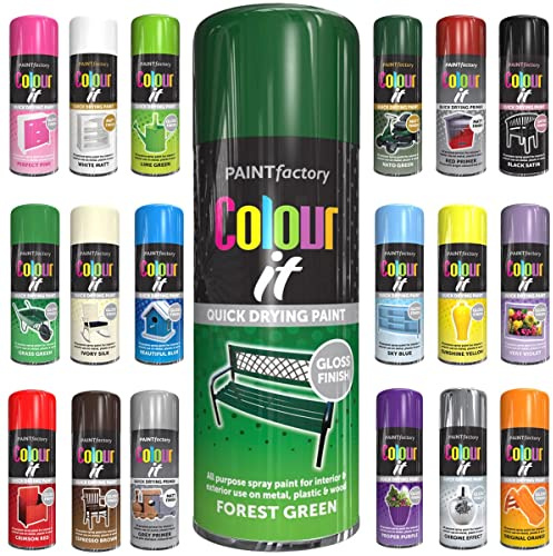 Spray Paint Forest Green Gloss Aerosol 400ml Cans - Quick Dry, All Purpose Spray Paint for Interior and Exterior Ideal for Wood, Metal, Plastic, Indoor & Outdoor Use