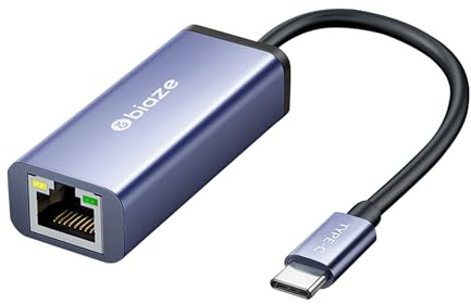 Biaze ZH199 USB-C zu LAN Adapter, 100 Mbps Ethernet Adapter USB3.0 Netzwerkadapter, Aluminium-Gehäuse, Kompatibel mit Switch, Mi Box, Laptop, Windows, MacOS, Linux