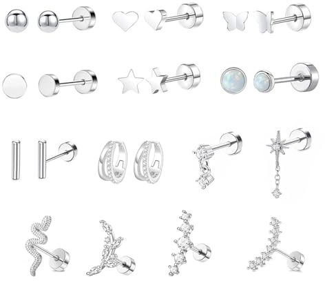 20 Stück Medizinische Ohrstecker Ohrringe Chirurgenstahl Damen Titan Ohrringe Damen Ohrstecker Chirurgenstahl