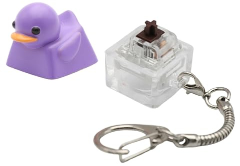 DOSERTY Entenquackender Fidgets-Spielzeug-Schlüsselanhänger, wiederaufladbar, lustiges Fidgets-Spielzeug, Enten-Tastatur-Tastenkappe, die Quacksalber zum Stressabbau mit Lichtern und Geräuschen für