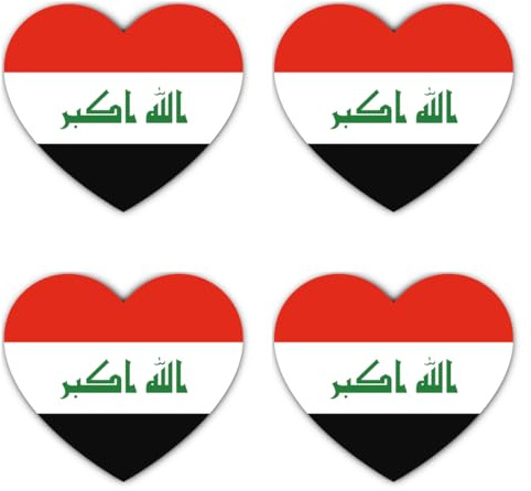 Aufkleber: 150 mm, 4 Stück - Herzform Irak Flagge Vinyl Sticker Set 4er wasserfest Auto Laptop 150 mm 15 cm