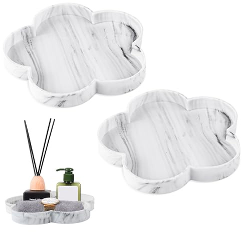Badezimmer Tablett, Kleine Tabletts,Marmor Tablett,Badezimmers Deko,Tabletts Deko,Badezimmertablett,Für Seife, Küchenspüle, Badezimmer, Arbeitsplatte, Schwämme,2 Stück