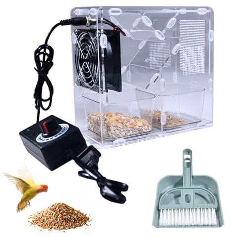 Aventadora de Granos, Separadora de Cáscaras Sopladas de Alimentación de Aves, Máquina de Limpieza de Limpiadores De Semillas de Aves con 2 Graneros y Ventilador de Velocidad Ajustable