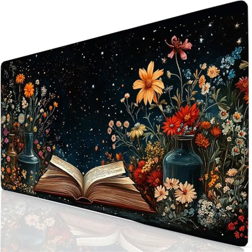 Gaming Mauspad Schwarz Mauspad XXL 90x40cm Mousepad Buch Schreibtischunterlage mit Anti Rutsch Basis Mouse Pad, Wasserdicht und Rutschfest Desk Mat für Tastatur und Maus, Laptop & PC, Geschenke YG-942