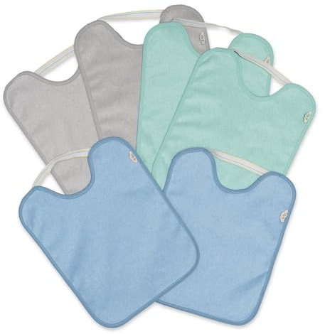 Ti TIN Packung mit 5 + 1 Baby-Lätzchen, saugfähig und atmungsaktiv, ab 12 Monaten, ideal für Kindergarten mit Gummizug – Frottee aus weicher Baumwolle und leicht zu reinigen