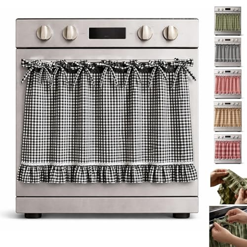 JNinuxes Gonnellina Per Forno Artigianale Tende Decorative A Scomparsa Per Mobili Ed Elettrodomestici Installazione Facile Nasconde Il Disordine Ideale Per Forni, Lavastoviglie E Lavatrici(Domino)
