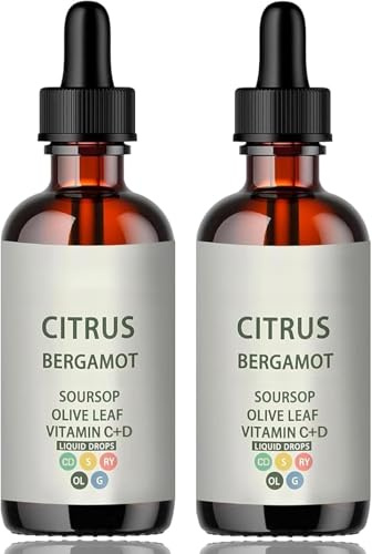 Extrait de Bergamote Citronnée avec Feuille d’Olivier, Vitamines, Mélange Naturel, Soutient Vitalité Générale & Circulation Saine, Sans OGM, Végétalien, Lot de 2
