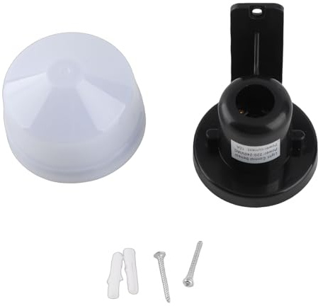 Lichtsteuerung Schalter, Automatischer Dämmerungsschalter, Schwarz Weiß 12x7cm - Energieeffiziente Lichtsteuerung, Wetterfest, Für Außenbereich