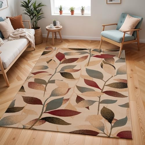 Livabliss Ercheu Abstract - Area Living Room 120x160 cm, Dining Room, Lounge, Kitchen, Bedroom - Modern Marble Large, Soft Luxurious Easy Care Medium Pile, Green, Red, Brown, Black