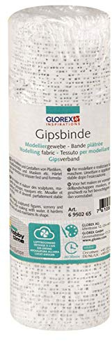 GLOREX 6 9502 65 - Keratex Gipsbinde, 16 cm x 2 m, hautfreundliches Modelliergewebe, zum Basteln und Modellieren, für Masken und Abdruck von Babybauch