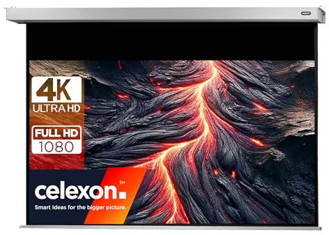 celexon Professional Plus Electric screen 100 | 220x124 cm 16:9 | Electric 4K, Full-HD presentation screen for your home cinema projector | for ceiling/wall mounting | with remote control