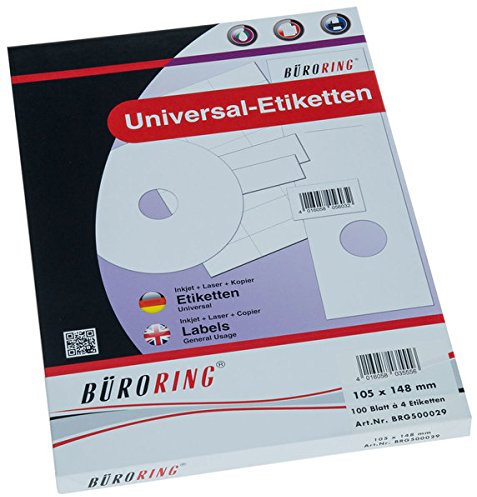 Büroring Etiketten A4/100 Blatt 105x148mm, 400 Etiketten