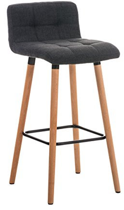 CLP Barhocker Lincoln mit Stoffbezug und Holzgestell I Thekenhocker mit Rückenlehne und Fußstütze I Barstuhl mit Einer Sitzhöhe von: 75 cm, Farbe:dunkelgrau