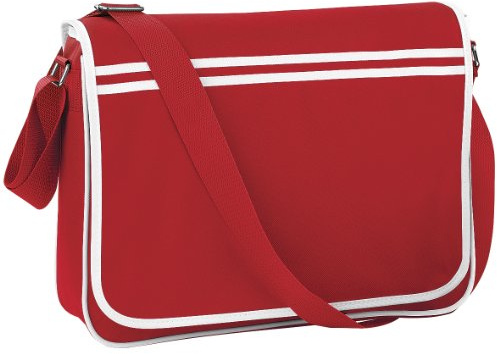 BagBase - Retro Messenger - Classic Red/White, Medium