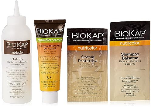 BIOKAP Nutricolor Delicato, Tinta capelli 6.3 Biondo scuro dorato, senza ammoniaca, rende i capelli morbidi e lucenti, Colorazione capelli con colori naturali, 140 ml