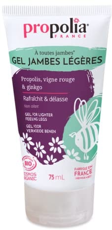 PROPOLIA - Bio - Gel Jambes légères - Soulage la sensation de jambes lourdes - Propolis, Ginkgo, Vigne Rouge & Marron d’inde - Fabriqué en France - 75 ml