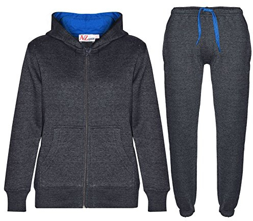 A2Z 4 Kids Plain Tracksuit Contrast - T.S Contrast Trim Charcoal Blue 9-10