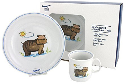 Eschenbach Porzellan Group Kindergeschirr Nilpferd Kindergedeck 3tlg, Porzellan, dekor, 1 x 1 x 1 cm