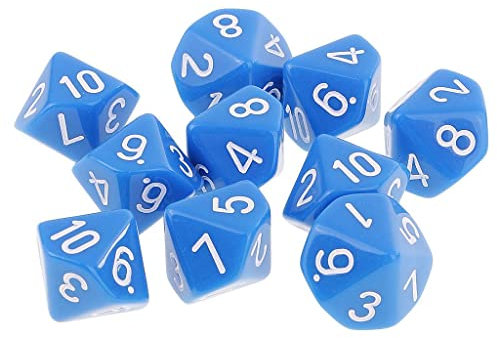 Sharplace 10 Stück DND Würfel für Rollenspiele, Polyedrische Würfel Dungeon and Dragons, Tischspielwürfel, 16 mm Acrylwürfel Puzzle Brettspielwürfel für Pathfinder DND RPG MTG D&D D10, Blau