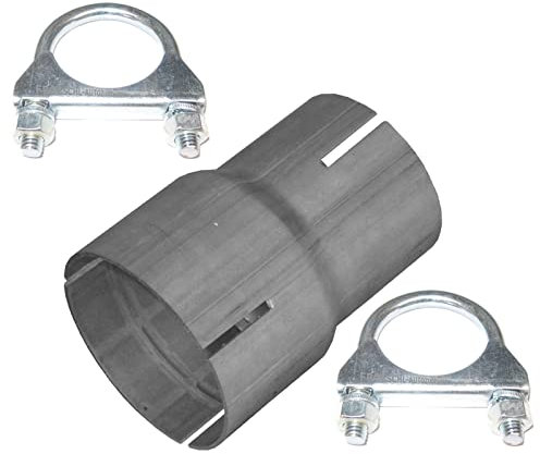 Réducteur de tuyau d'échappement - 55 à 65 mm - Avec 2 colliers de serrage -