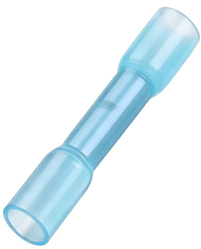 Heschen Butt Splice Connector Heat Shrinkable Insulated BHT2 1.5-2.5mm² (16-14 AWG) Electrical Cable Crimp Tube Sleeving Wrap Blue 100 Pack