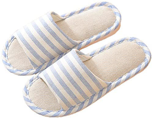 AioTio Donne E Uomini Pantofola di Lino Cotone Comoda Casual da per Uso Interno(38/39 EU,Azzurro)