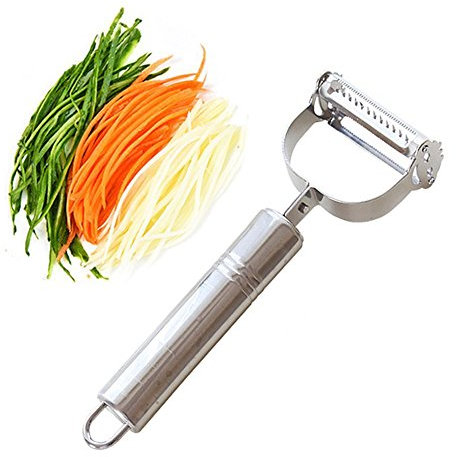 ZZM Sparschäler, Multifunktionaler Obst GemüseSchäler, Julienne Schäler für Gemüse, Kartoffelschäler, Edelstahl Schäler mit Stahlgriff, Hochwertiger Edelstahl