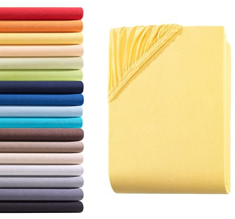 Hometex Premium Textiles Spannbettlaken Spannbetttuch 140-160 x 200 cm, Bettlaken Jersey aus 100% Baumwolle, Matratzen bis 23-25 cm, Oeko-TEX Made IN Green, Mais