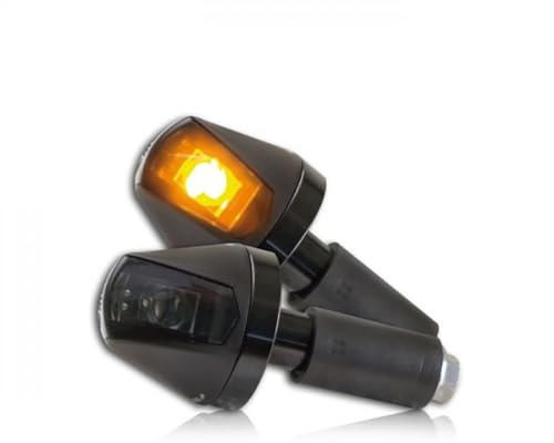 Lenkerenden - Hi-Power-LED Blinker Knight schwarz getönt E-geprüft Universal Motorrad Qaud Roller 1 Paar